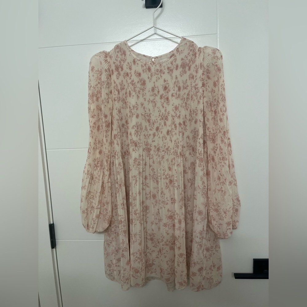 Wilfred Floral Mini Dress in Cream and Pink